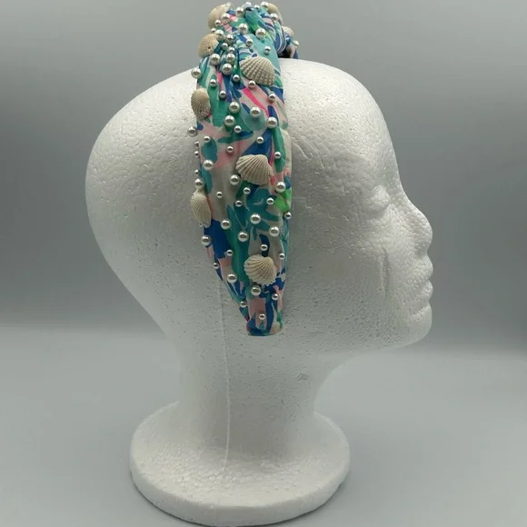 Lele Sadoughi X Lilly Pulitzer Cabana Cocktail Pearl Shell Knotted Headband - Picture 10 of 16